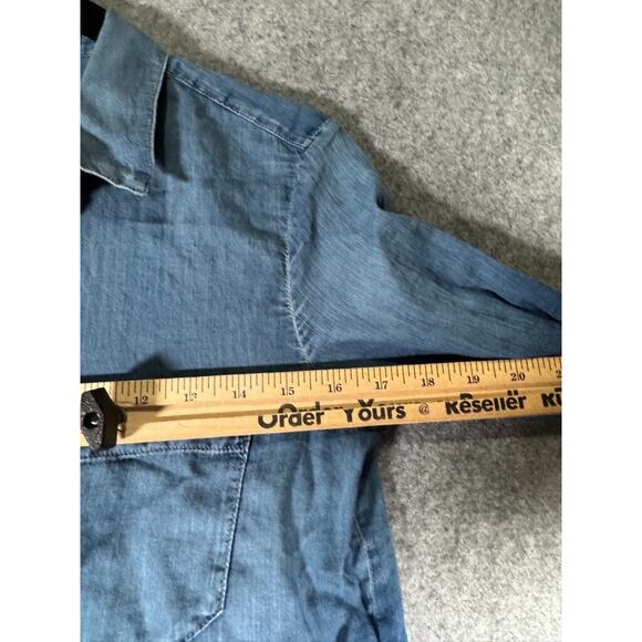 Adriano Goldschmied Top Women S Long Sleeve‎ Button Front Denim Chambray Western - Picture 4 of 7